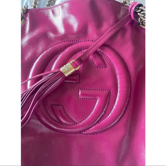 Gucci Soho medium size/Gucci Soho Medium Black Double Leather Chain Shoulder Bag - Picture 7 of 16